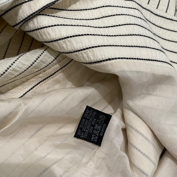 Lafayette 148 New York Off White Navy Pinstripe Cotton Blazer single one button - Picture 5 of 9